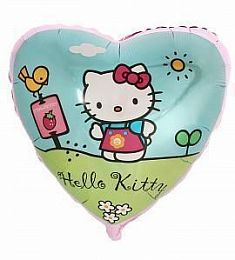 Шар - Hello Kitty в саду - сердце 48 см