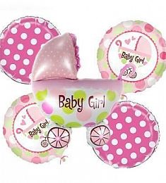 Шар фольгированный - Букет из шаров коляска - 33" 18"