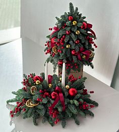 Сет "Морозная гармония" елочка и настольная композиция из нобилиса